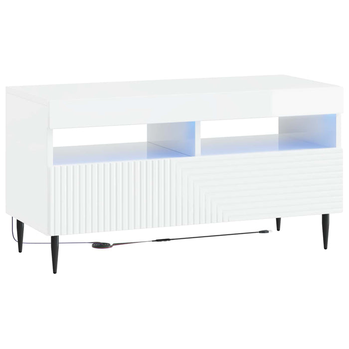 Set de 3 piese pentru TV cu LED Alb foarte lucios WALTI