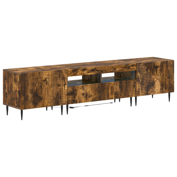 Set de 3 piese pentru TV cu LED Stejar fumuriu Lemn prelucrat WALTI