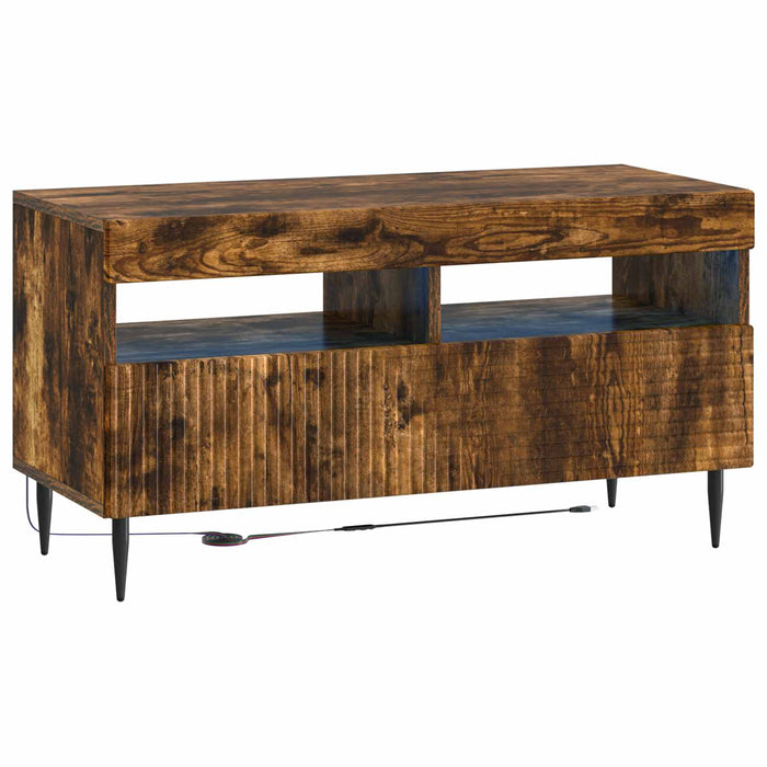 Set de 3 piese pentru TV cu LED Stejar fumuriu Lemn prelucrat WALTI