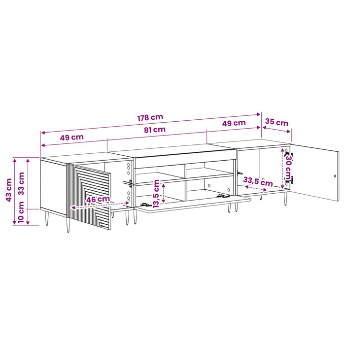 Set de 3 piese pentru TV cu LED Sonoma gri Lemn prelucrat WALTI