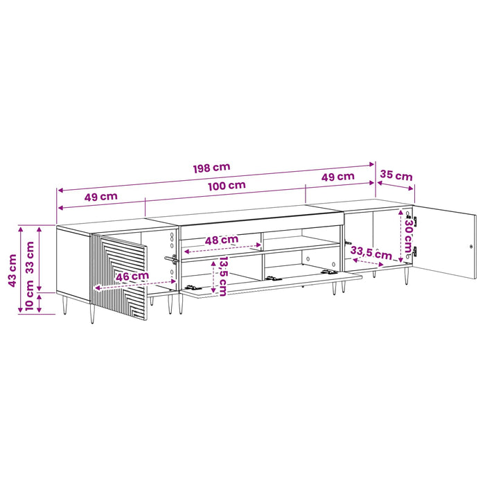 Set de 3 piese pentru TV cu LED Lemn vechi Lemn prelucrat WALTI