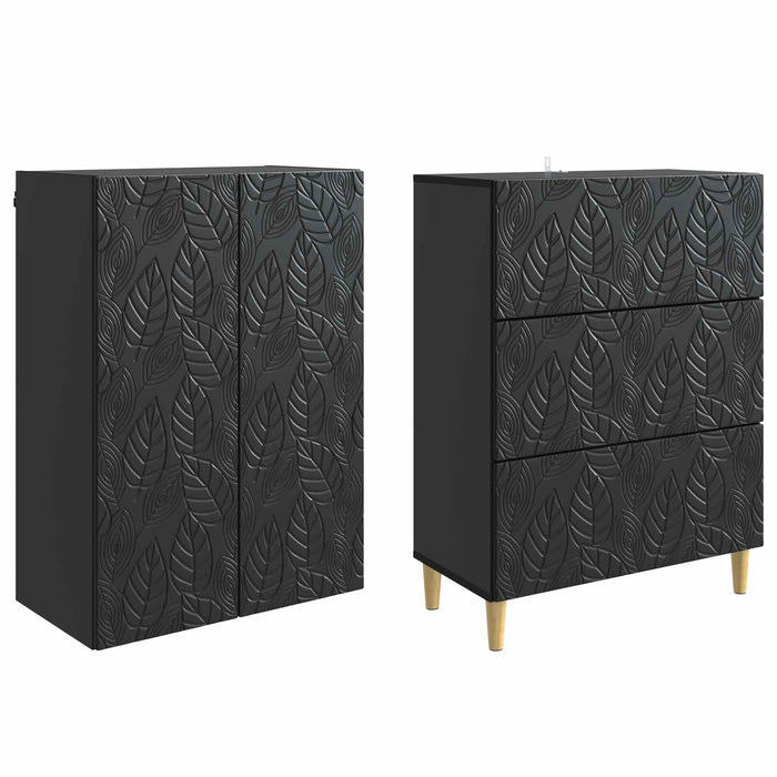 Set de Dulapuri 2 pcs Negru 66 x 34,5 x 90 cm Lemn prelucrat - WALTI WALTI
