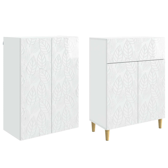 Set de Dulapuri 2 pcs Alb foarte lucios Lemn prelucrat WALTI
