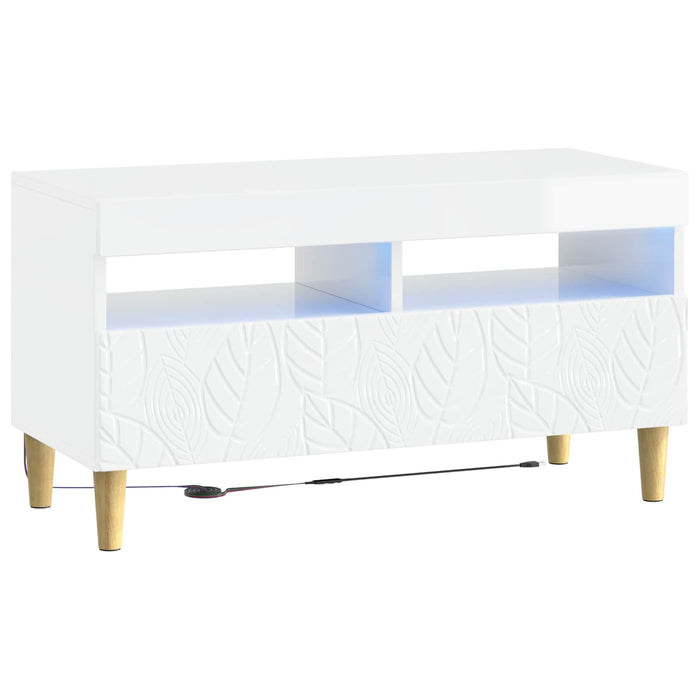 Dulap TV LED cu 5 piese Alb foarte lucios Lemn prelucrat WALTI