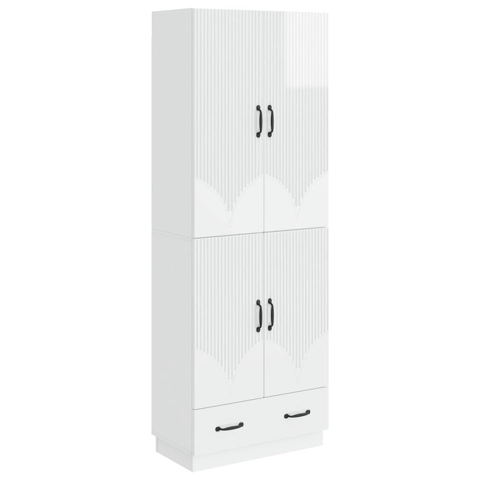 Set de Dulapuri 2 pcs Alb foarte lucios Lemn prelucrat WALTI