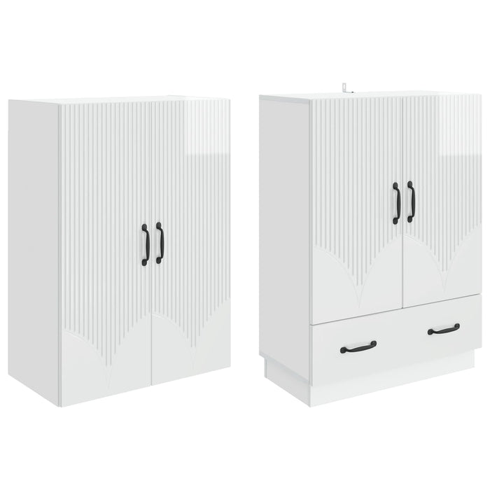 Set de Dulapuri 2 pcs Alb foarte lucios Lemn prelucrat WALTI