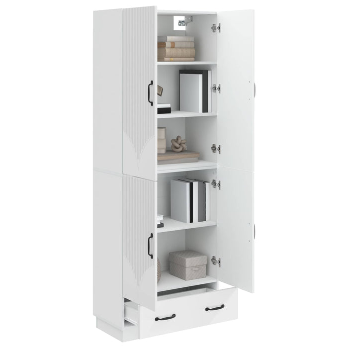 Set de Dulapuri 2 pcs Alb foarte lucios Lemn prelucrat WALTI