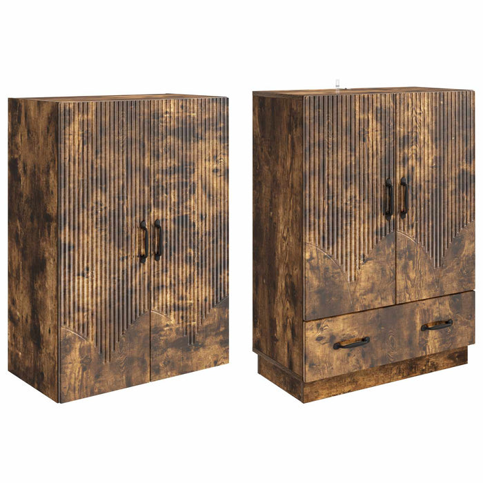 Set de Dulapuri 2 pcs Stejar fumuriu Lemn prelucrat WALTI