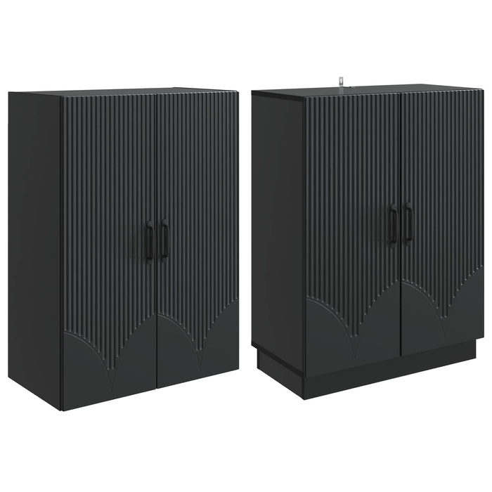 Set de Dulapuri 2 pcs Negru Lemn prelucrat WALTI