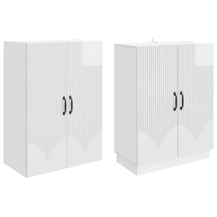 Set de Dulapuri 2 pcs Alb foarte lucios Lemn prelucrat WALTI