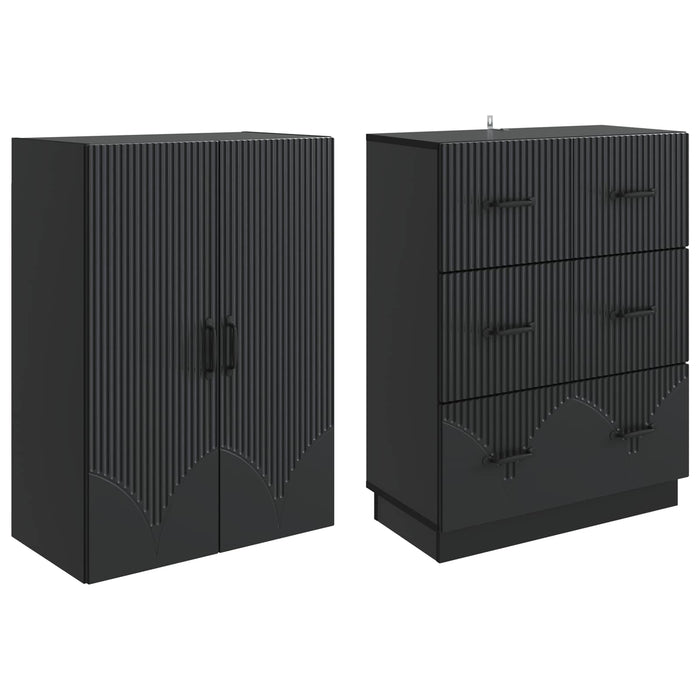 Set de Dulapuri 2 pcs Negru 66 x 34,5 x 87 cm Lemn prelucrat - WALTI WALTI