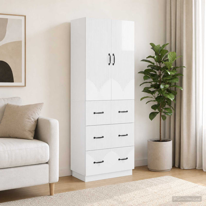 Set de Dulapuri 2 pcs Alb foarte lucios 66 x 34,5 x 87 cm - WALTI WALTI
