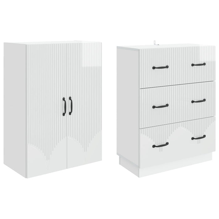 Set de Dulapuri 2 pcs Alb foarte lucios 66 x 34,5 x 87 cm - WALTI WALTI