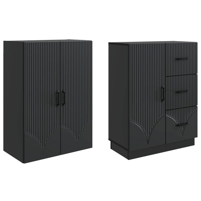 Set de Dulapuri 2 pcs Negru Lemn prelucrat WALTI