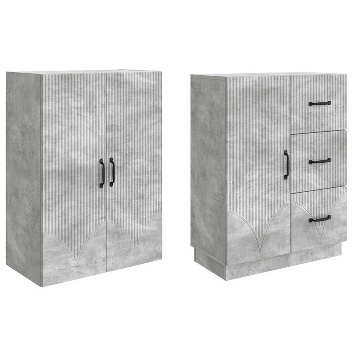 Set de Dulapuri 2 pcs Gri Beton Lemn prelucrat WALTI