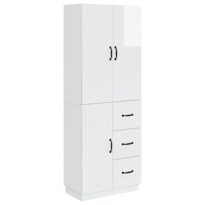 Set de Dulapuri 2 pcs Alb foarte lucios Lemn prelucrat WALTI