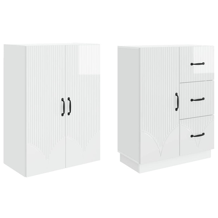 Set de Dulapuri 2 pcs Alb foarte lucios Lemn prelucrat WALTI