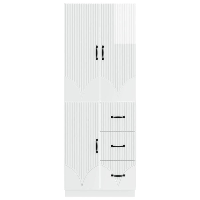 Set de Dulapuri 2 pcs Alb foarte lucios Lemn prelucrat WALTI