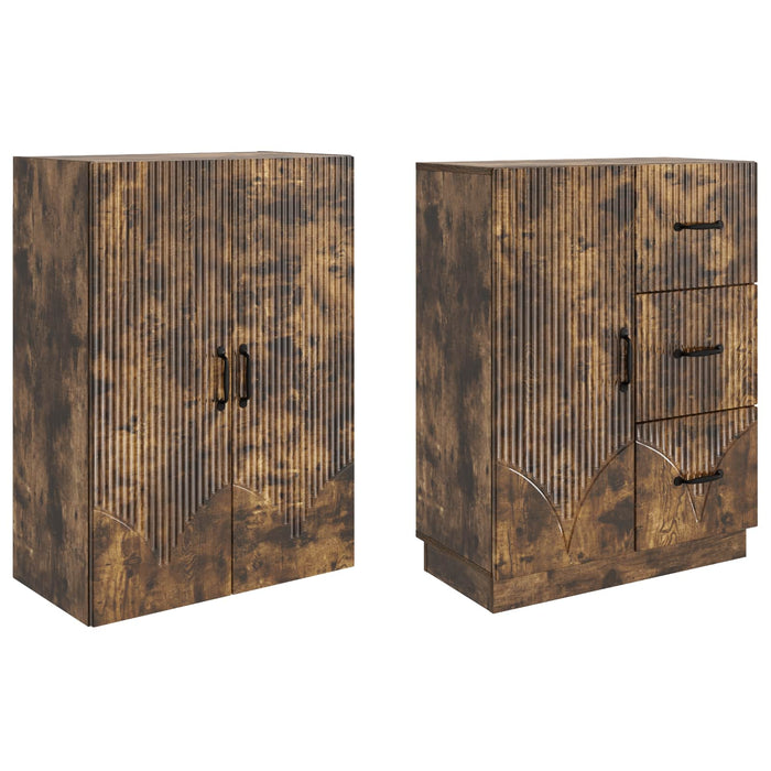 Set de Dulapuri 2 pcs Stejar fumuriu Lemn prelucrat WALTI