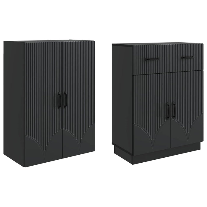 Set de Dulapuri 2 pcs Negru Lemn prelucrat WALTI