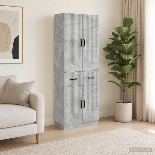 Set de Dulapuri 2 pcs Gri Beton Lemn prelucrat - WALTI WALTI