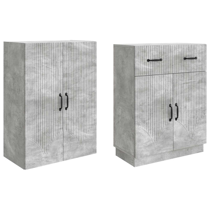 Set de Dulapuri 2 pcs Gri Beton Lemn prelucrat WALTI
