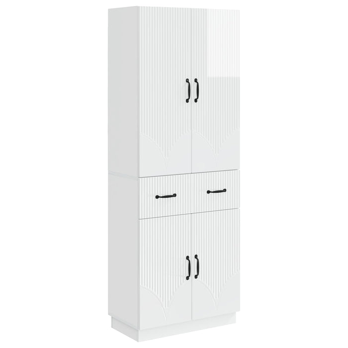 Set de Dulapuri 2 pcs Alb foarte lucios Lemn prelucrat WALTI