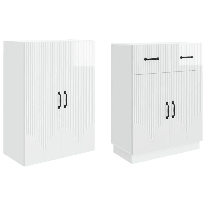 Set de Dulapuri 2 pcs Alb foarte lucios Lemn prelucrat WALTI