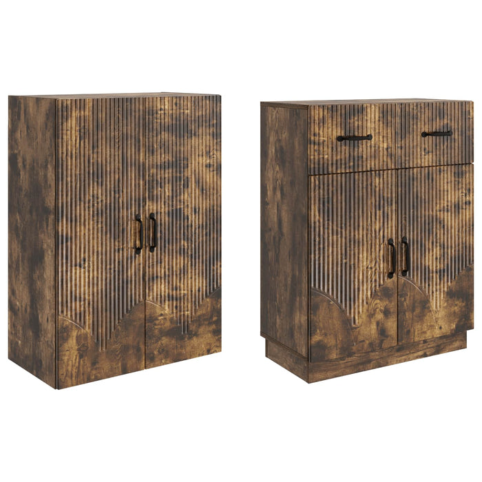 Set de Dulapuri 2 pcs Stejar fumuriu Lemn prelucrat WALTI