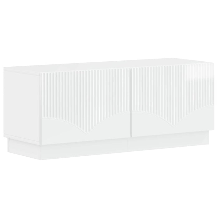 Dulap TV LED cu 5 piese Alb foarte lucios Lemn prelucrat WALTI