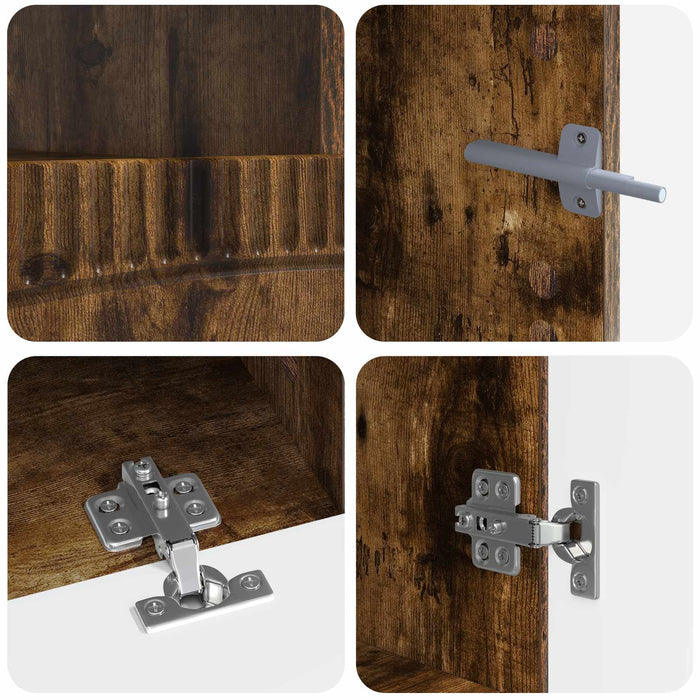 Dulap TV LED cu 5 piese Stejar fumuriu Lemn prelucrat WALTI