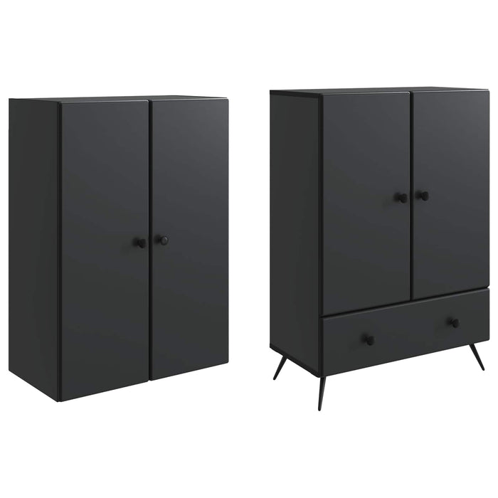 Set de Dulapuri 2 pcs Negru Lemn prelucrat WALTI