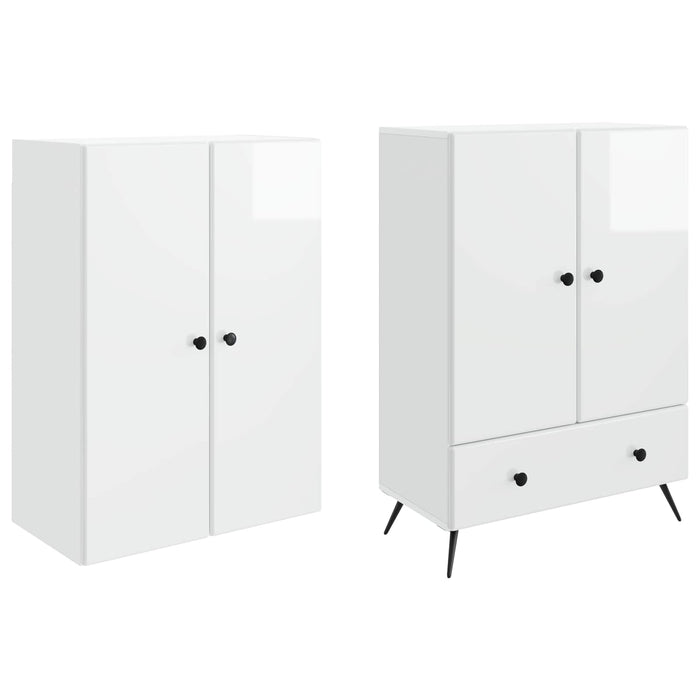 Set de Dulapuri 2 pcs Alb foarte lucios Lemn prelucrat WALTI