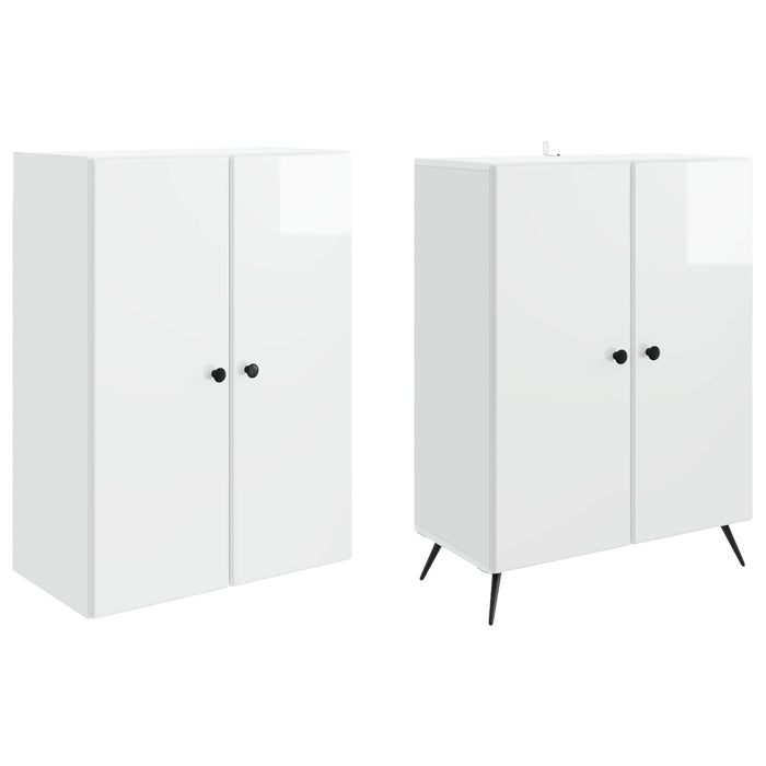 Set de Dulapuri 2 pcs Alb foarte lucios Lemn prelucrat WALTI