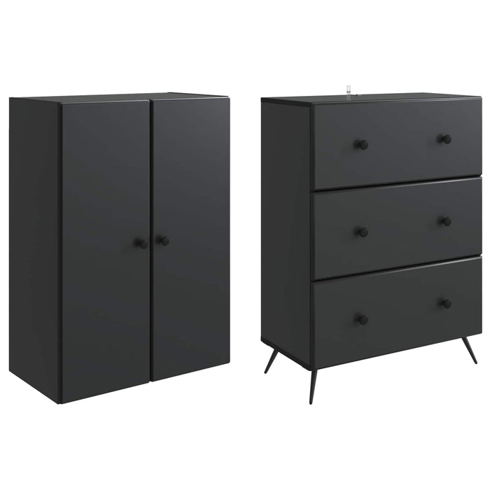 Set de Dulapuri 2 pcs Negru 66 x 34,5 x 90 cm Lemn prelucrat - WALTI WALTI