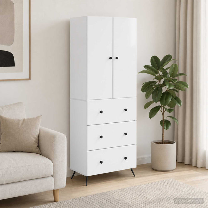 Set de Dulapuri 2 pcs Alb foarte lucios 66 x 34,5 x 90 cm - WALTI WALTI