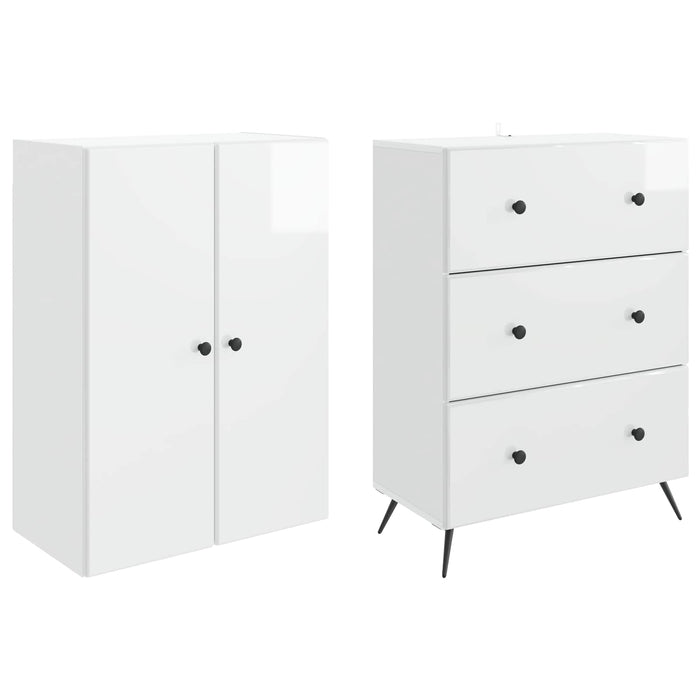 Set de Dulapuri 2 pcs Alb foarte lucios 66 x 34,5 x 90 cm - WALTI WALTI