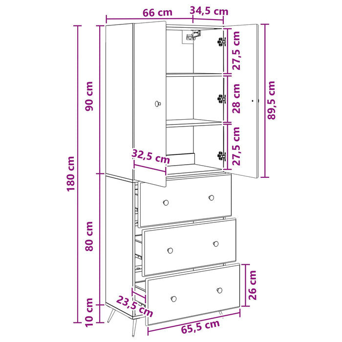 Set de Dulapuri 2 buc. 66 x 34,5 x 90 cm Lemn prelucrat WALTI