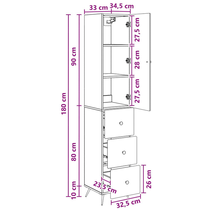 Set de Dulapuri 2 pcs Stejar Sonoma 34,5 x 34,5 x 90 cm - WALTI WALTI