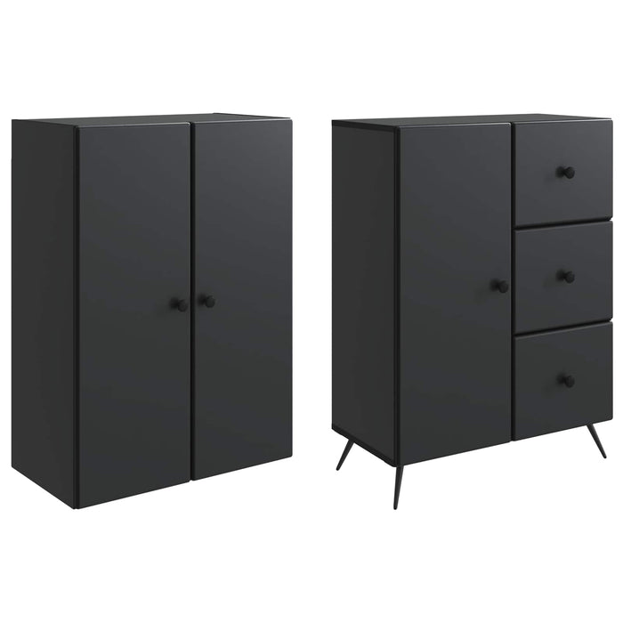 Set de Dulapuri 2 pcs Negru Lemn prelucrat WALTI