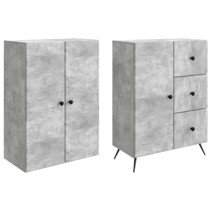 Set de Dulapuri 2 pcs Gri Beton Lemn prelucrat WALTI
