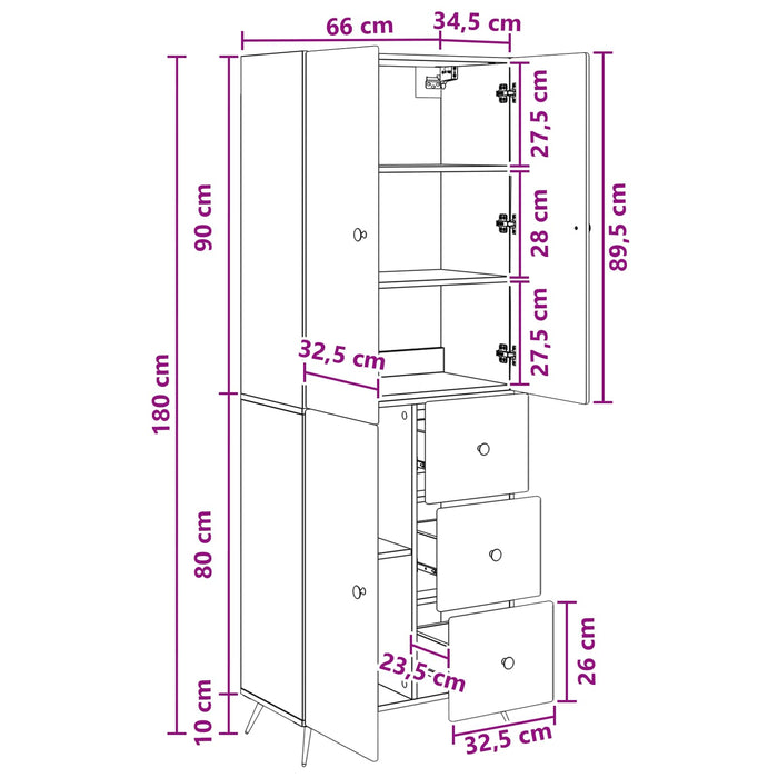 Set de Dulapuri 2 pcs Gri Beton Lemn prelucrat WALTI