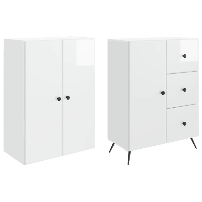 Set de Dulapuri 2 pcs Alb foarte lucios Lemn prelucrat WALTI
