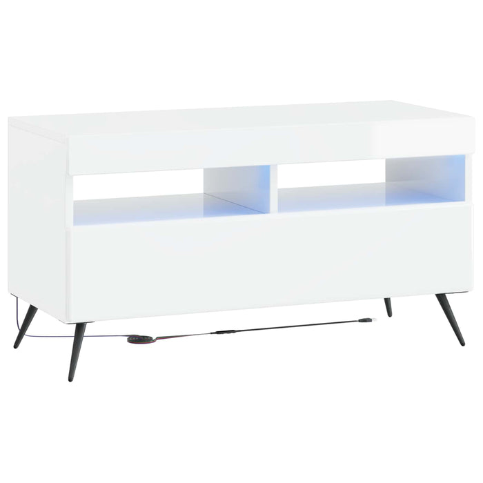 Dulap TV LED cu 5 piese Alb foarte lucios Lemn prelucrat WALTI
