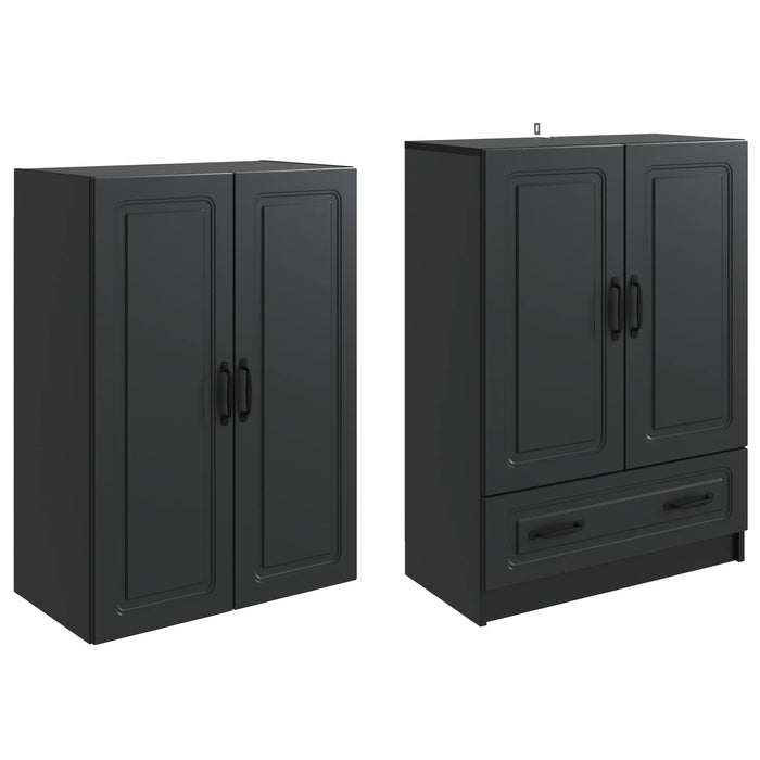 Set de Dulapuri 2 pcs Negru Lemn prelucrat WALTI