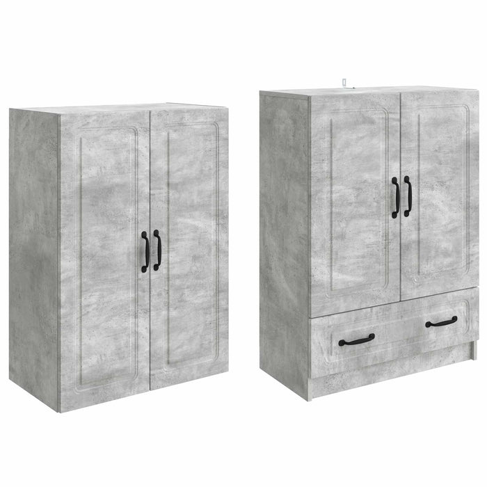 Set de Dulapuri 2 pcs Gri Beton Lemn prelucrat WALTI