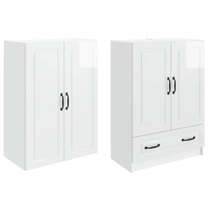 Set de Dulapuri 2 pcs Alb foarte lucios Lemn prelucrat WALTI