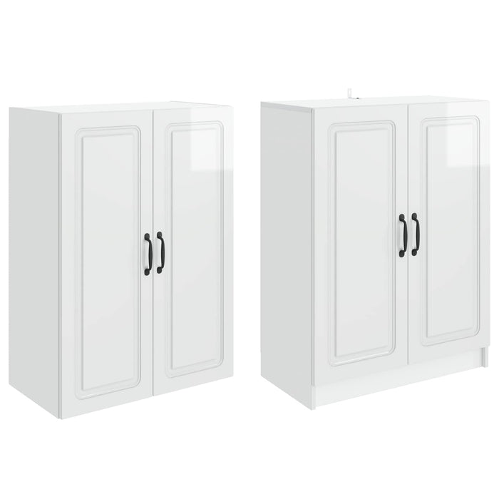 Set de Dulapuri 2 pcs Alb foarte lucios Lemn prelucrat WALTI
