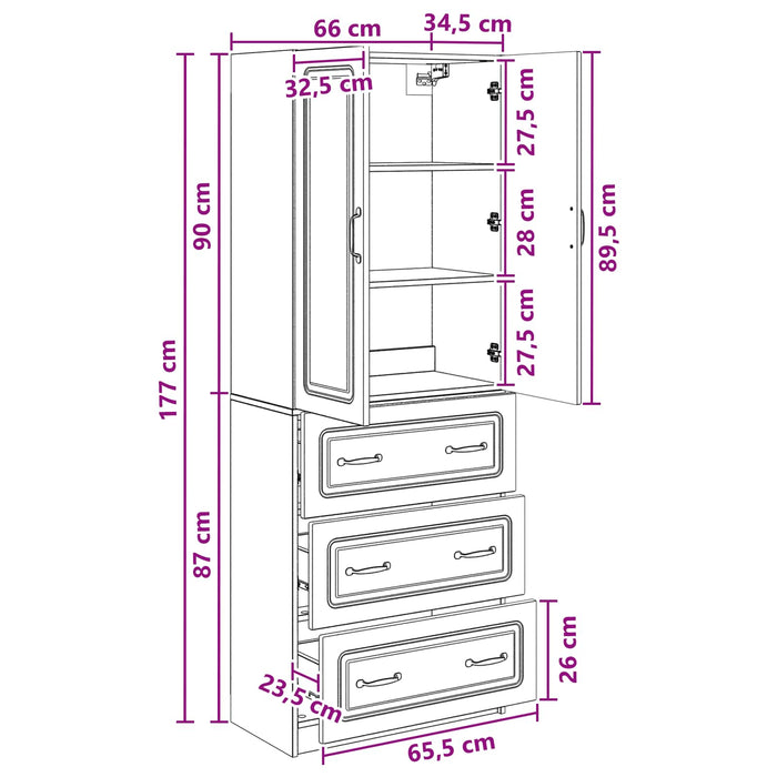 Set de Dulapuri 2 pcs Gri Beton 66 x 34,5 x 87 cm - WALTI WALTI