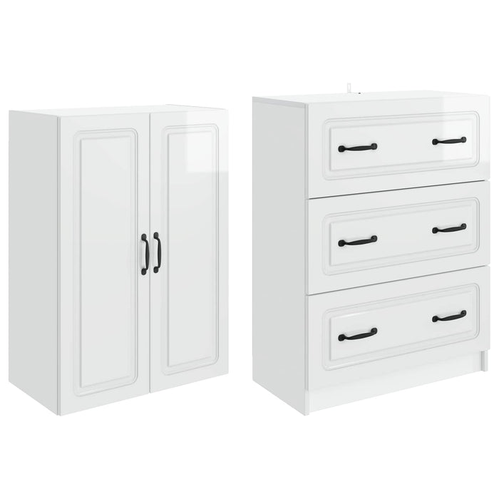 Set de Dulapuri 2 pcs Alb foarte lucios 66 x 34,5 x 87 cm - WALTI WALTI